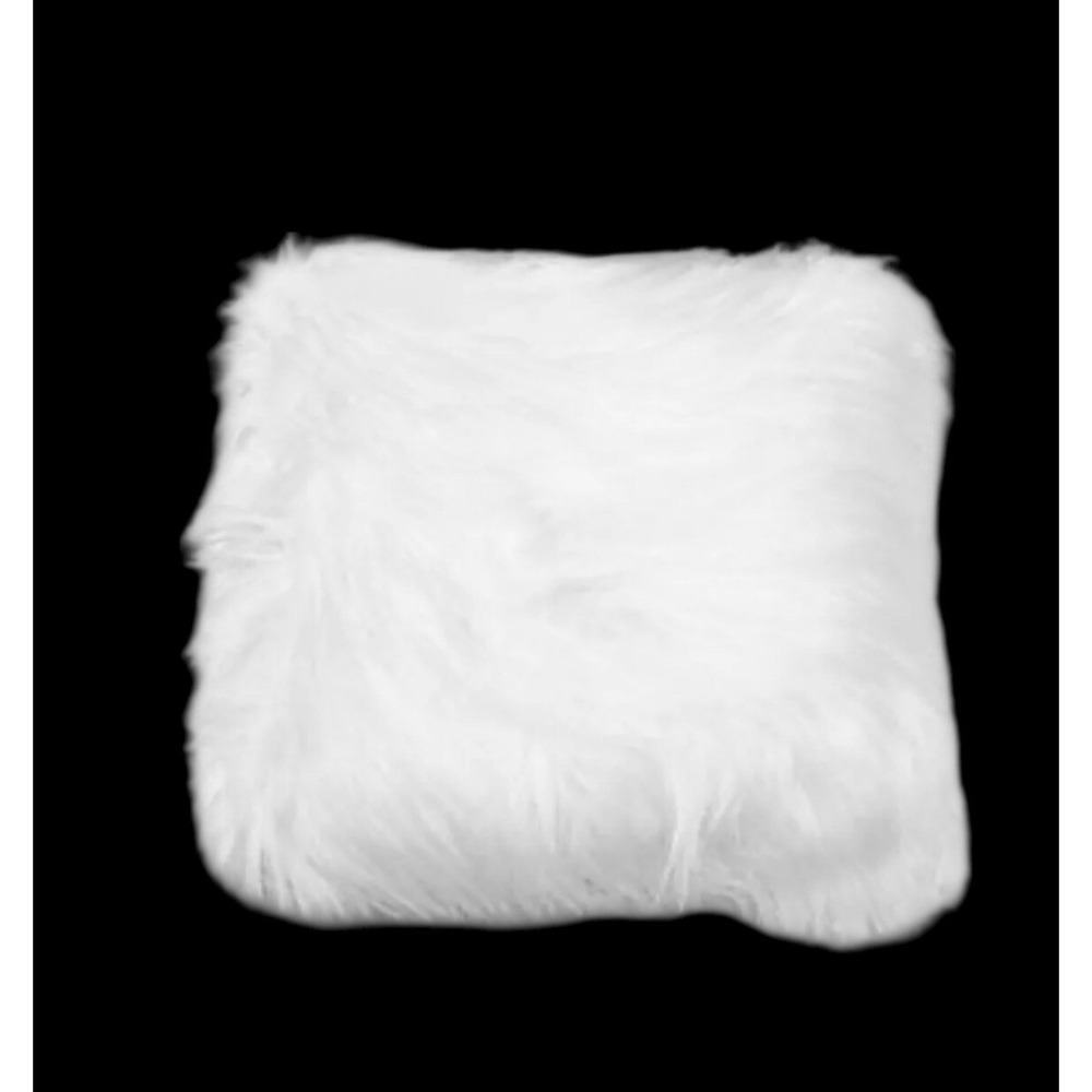NEW Keller White Square Faux Mongolian 16" x 16" Pillow Thro by Marlo Lorenz